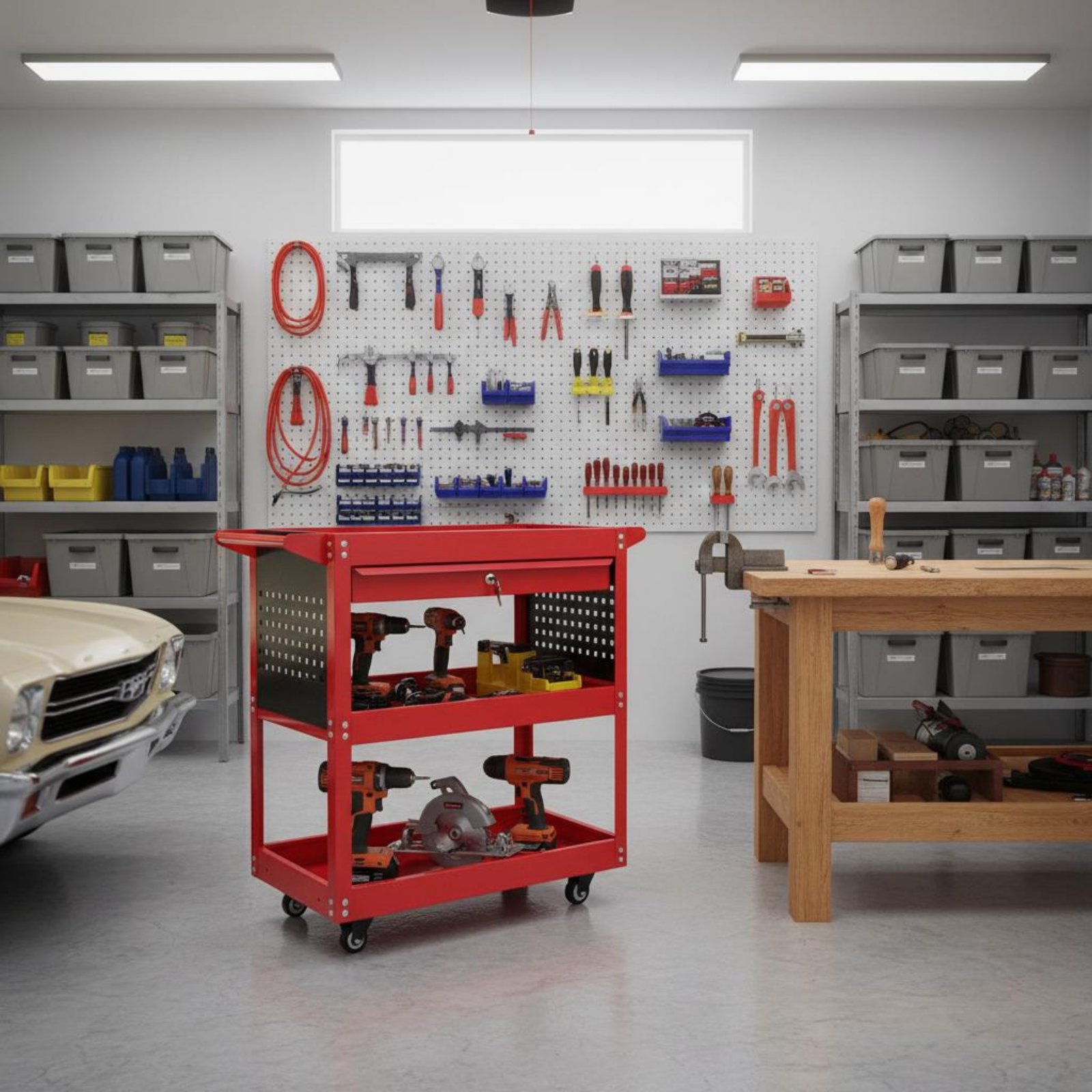 Workshop Tools And Equipment - 3-Tier Tool Cart Thickened Steel Plate