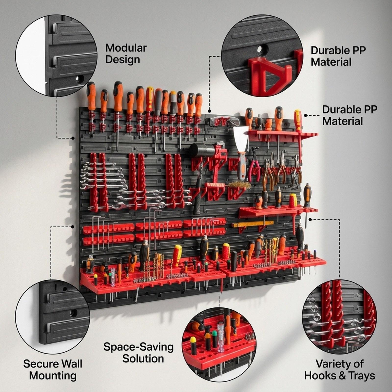 Wall Mounted Storage Bins with - Workshop Tools Board recension och pris